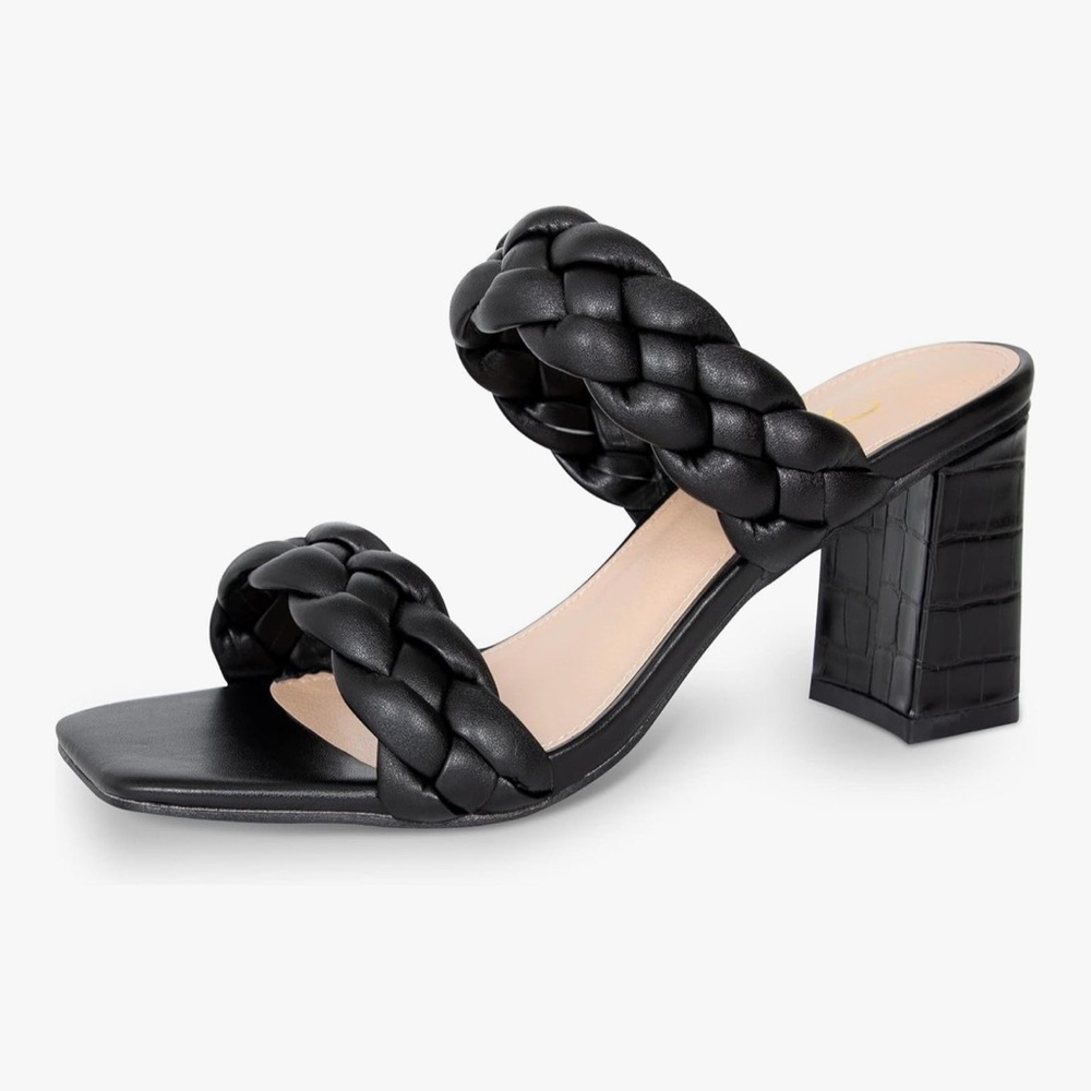 Elegant Black Braided Heels